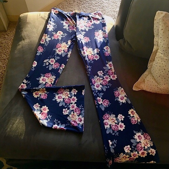 Pants - 5🌟1 Left! Blue Botanical Fit & Flared Bottoms